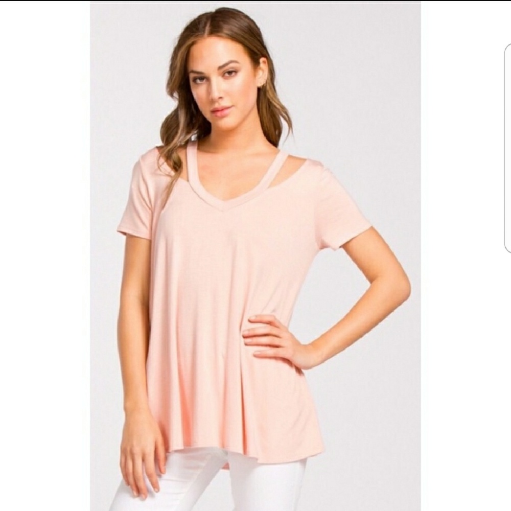 Peach cutout t shirt